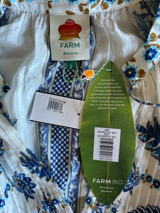 FARM Rio Ana Tapestry Cotton Blend Ruffle Top NWT Size Large - Picture 7 of 10